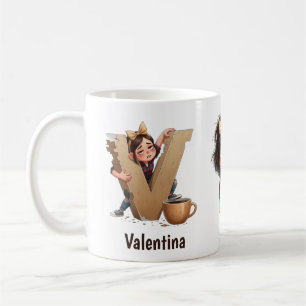 Caneca De Café Nome Personalizado & V Manhã Sonolenta Caracter Pl