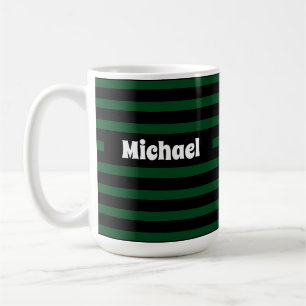 Caneca De Café Nome Personalizado Verde e Preto em Escuro Simples