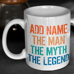 Caneca De Café Nome Personalizado Vintage O Homem Mito Legenda<br><div class="desc">Nome Personalizado Vintage O Homem Mito Legenda. Agarre este engraçado ditado personalizado,  design,  no tema da vintagem com cores retrorativas agora,  e faça dele um presente perfeito para seu familiar,  amigo ou colega de trabalho usá-lo para bebidas quentes bebendos,  como café,  chocolate quente ou chá.</div>