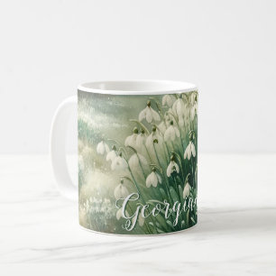 Caneca De Café Nome Personalizado Vintage Watercolor Quedas Flora