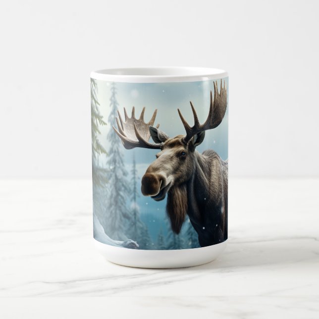 Caneca De Café Nome personalizado Winter Moose (Centro)