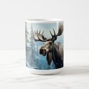 Caneca De Café Nome personalizado Winter Moose