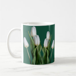 Caneca De Café Nome personalizável Aby White tulip Flores verdes