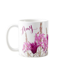 Nome personalizável Amy pink flores boho diversão 