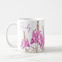 Caneca De Café Nome personalizável Becky bonito rosa na moda flor