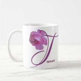 Caneca De Café Nome personalizável da Tiffany rosa-rosa-flores-bo