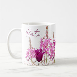 Caneca De Café Nome personalizável das flores silvestres de tulip