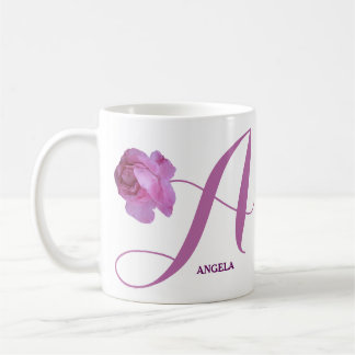 Caneca De Café Nome personalizável de Angela rosa rosa rosa rosa