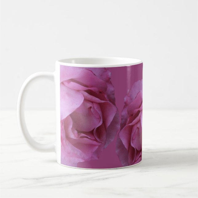 Caneca De Café Nome personalizável Karen bonito rosa rosa floral (Esquerda)