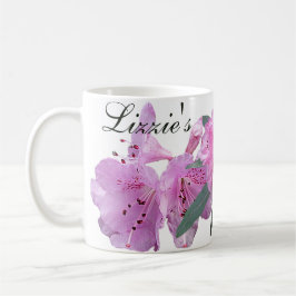 Caneca De Café Nome personalizável Lizzie flores rosa pessoa boho