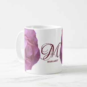 Caneca De Café Nome personalizável Margaret bonito rosas rosa div