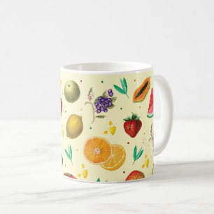 Caneca De Café Nome Pessoal Frutas Tropicais E Produtos Hortícola