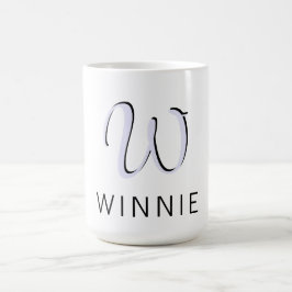 Caneca De Café Nome preto Elegante da lavanda | Moderno