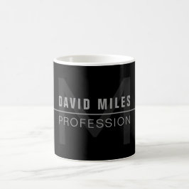 Caneca De Café Nome Profissional Moderno Cinza Escuro