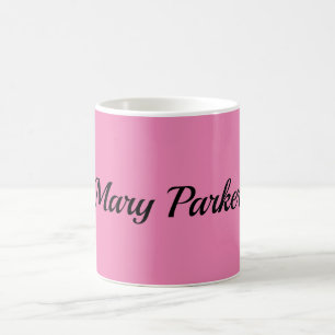 Caneca De Café Nome Profissional Rosa Simples Simples
