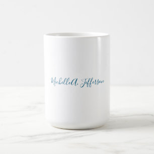 Caneca De Café Nome Próprio Criativo Moderno Branco Azul Oceano
