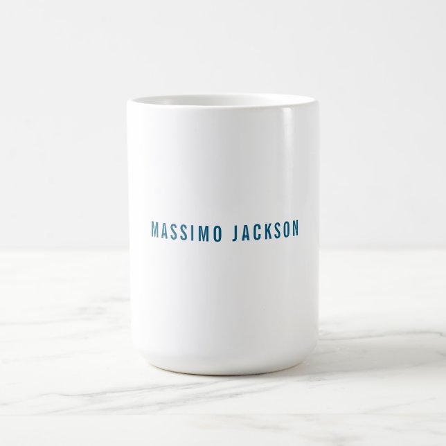 Caneca De Café Nome Próprio Decorativo Chic Simples Azul Branco (Centro)