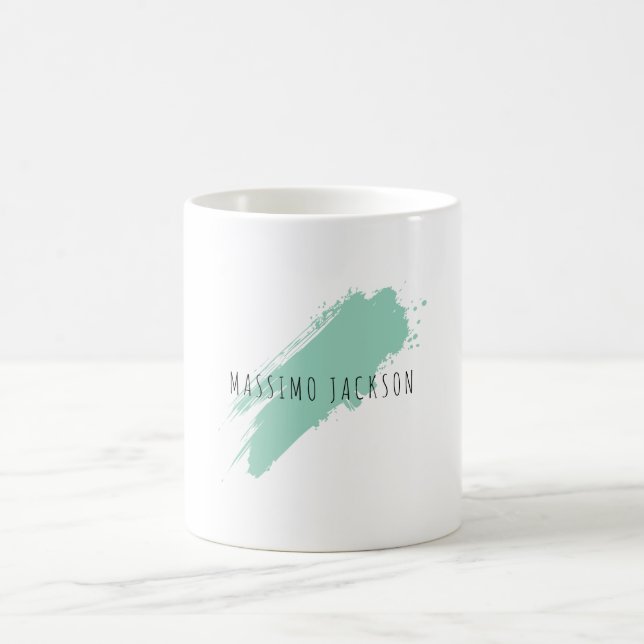 Caneca De Café Nome Próprio Decorativo Chic Simples Azul Branco (Centro)