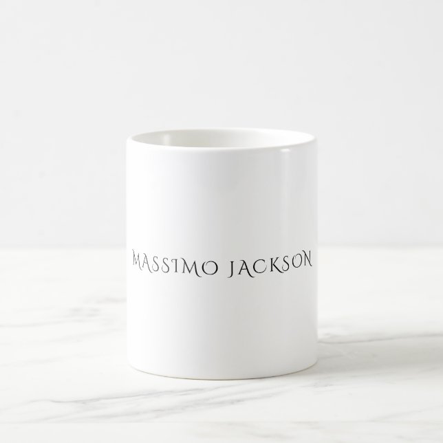 Caneca De Café Nome Próprio Decorativo Chic Simples Preto Branco (Centro)