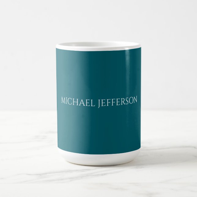 Caneca De Café Nome Próprio Simples Cor Azul Escuro Personalizado (Centro)