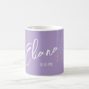 Caneca De Café Nome Púrpura Personalizado Moderno e Minimalista