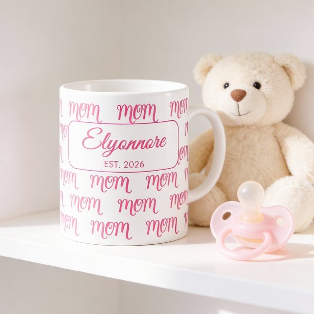 Caneca De Café Nome Rosa Estabelecido Nova Mamãe Personalizado (Criador carregado)
