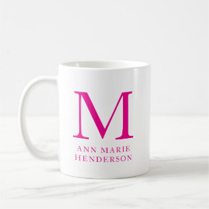 Caneca De Café Nome rosa quente e monograma