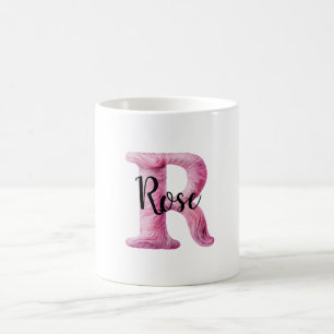 Caneca De Café Nome Rosa Roxo Aconchegante Letra R 