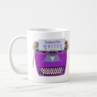 Caneca De Café Nome roxo moderno retro bonito do escritor da