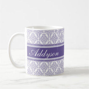 Caneca De Café Nome roxo violeta do costume da cor damasco