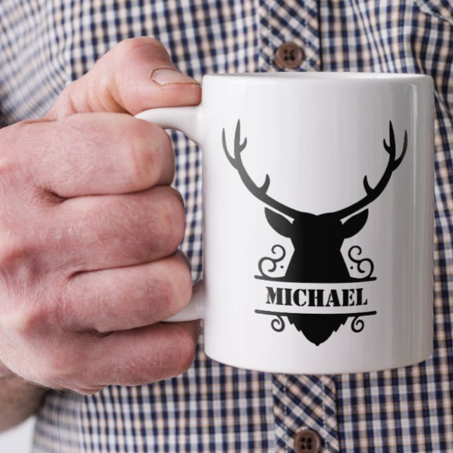 Caneca De Café Nome Rustic Deer (Personalized Mug for Dad)