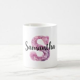 Caneca De Café Nome S da letra rosa roxo aconchegante 