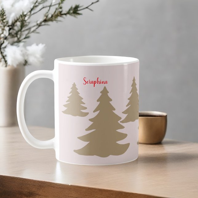 Caneca De Café Nome simples, árvore de ouro de cabine neutro e fo (Criador carregado)