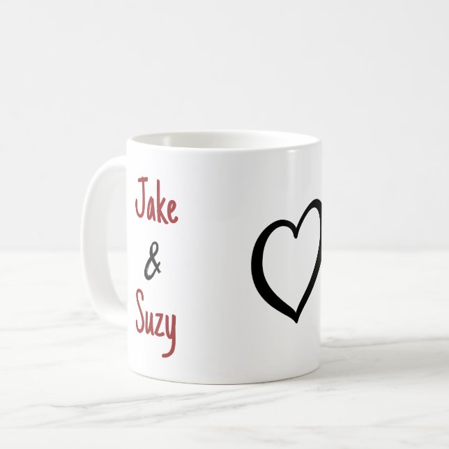 Caneca De Café Nome Simples do Namorados Coração de Café (Frente Esquerda)