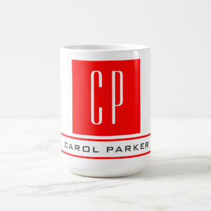 Caneca De Café Nome Simples Simples do Monograma Profissional Mod