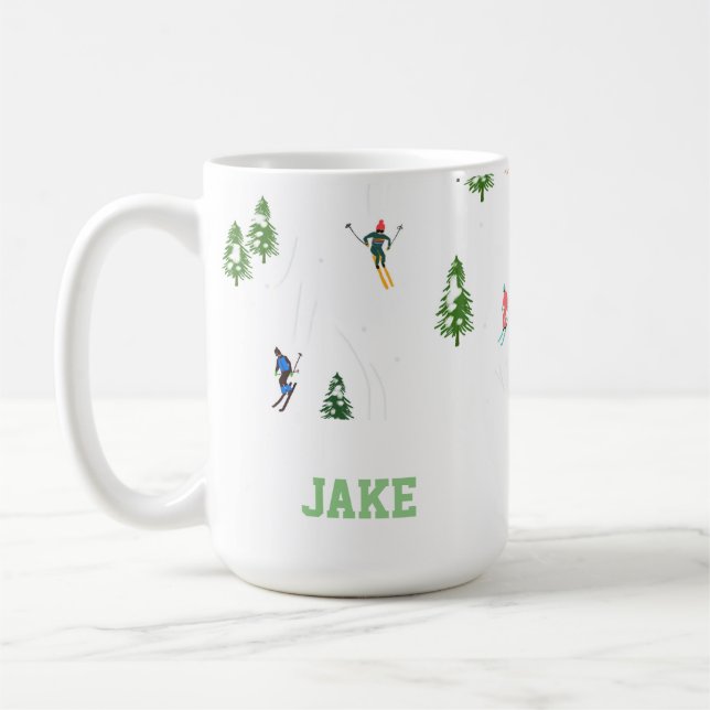 Caneca De Café Nome Skiers Skiing Illustration Skier (Esquerda)