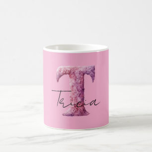 Caneca De Café Nome T Camiseta Rosa Roxa Aconchegante