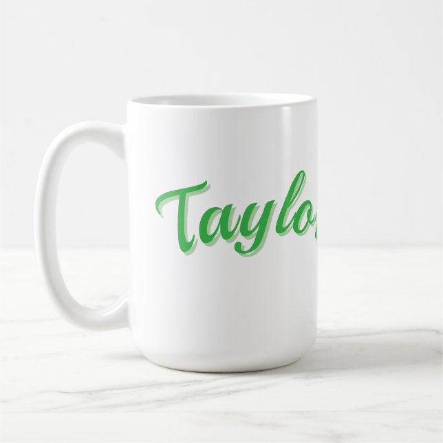 Caneca De Café Nome Taylor Em Verde, (Esquerda)