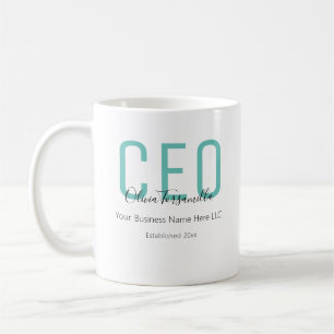 Caneca De Café Nome Teal Black CEO 
