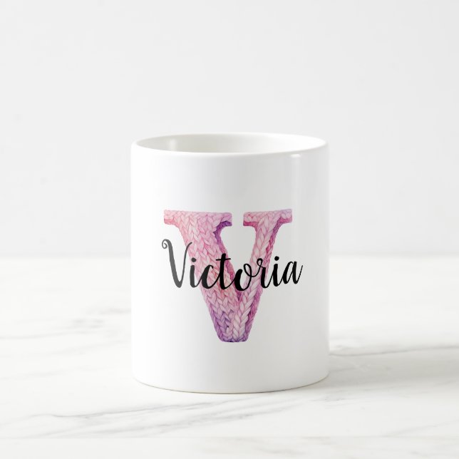 Caneca De Café Nome V da Letra Rosa Roxo Aconchegante  (Centro)