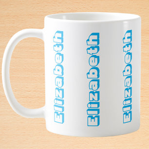 Caneca De Café Nome Vertical Azul Moderno Personalizado
