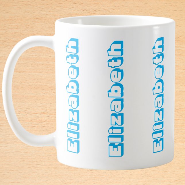 Caneca De Café Nome Vertical Azul Moderno Personalizado (Criador carregado)