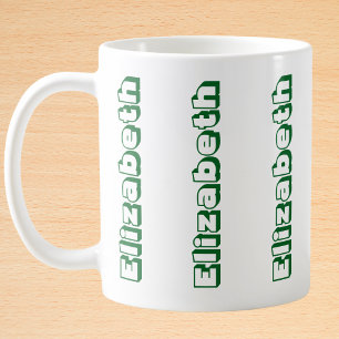 Caneca De Café Nome Vertical Verde Moderno Personalizado