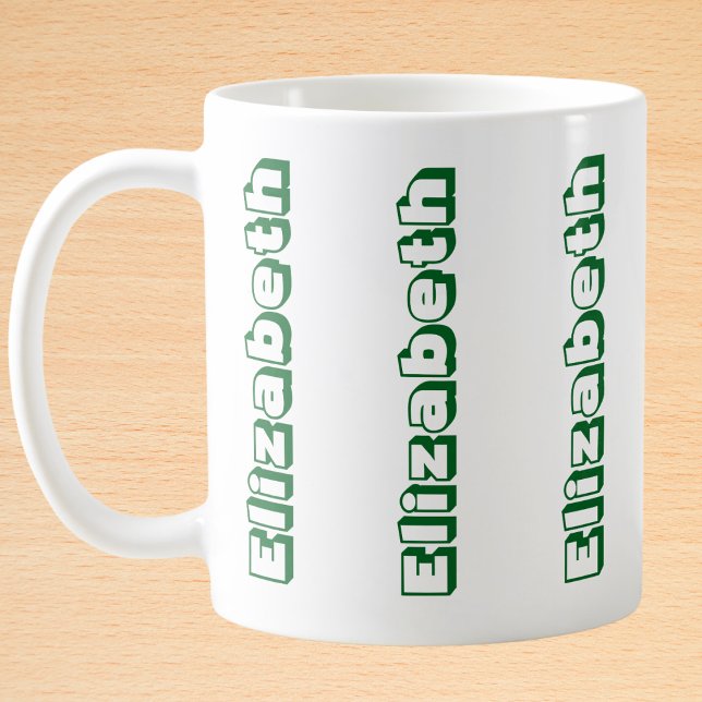 Caneca De Café Nome Vertical Verde Moderno Personalizado (Criador carregado)