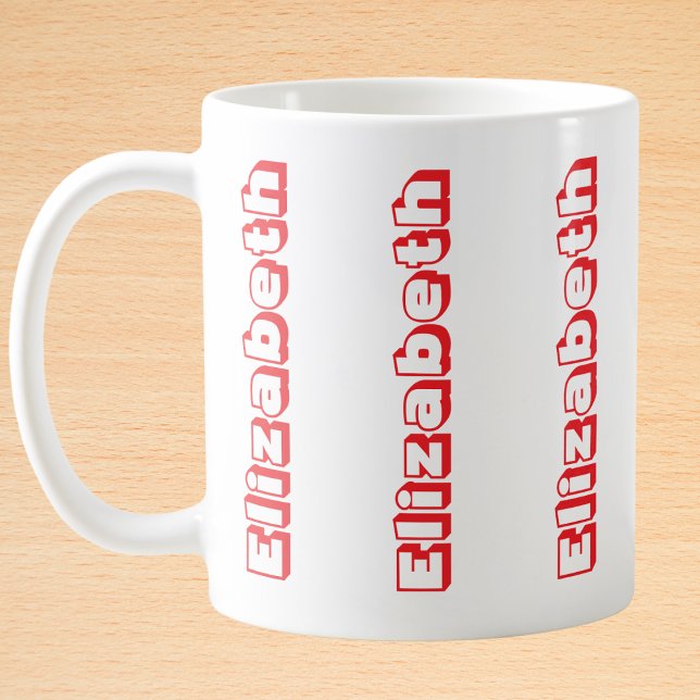 Caneca De Café Nome Vertical Vermelho Moderno Personalizado (Criador carregado)