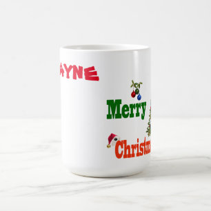 Caneca De Café Nome Wayne Com O Tema De Natal Do Lawn Bowls, Mug