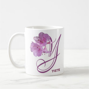 Caneca De Café Nome Yvette personalizável, cor-de-rosa rosa, flor