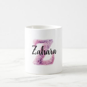 Caneca De Café Nome Z Letra Rosa Roxo Confortável 