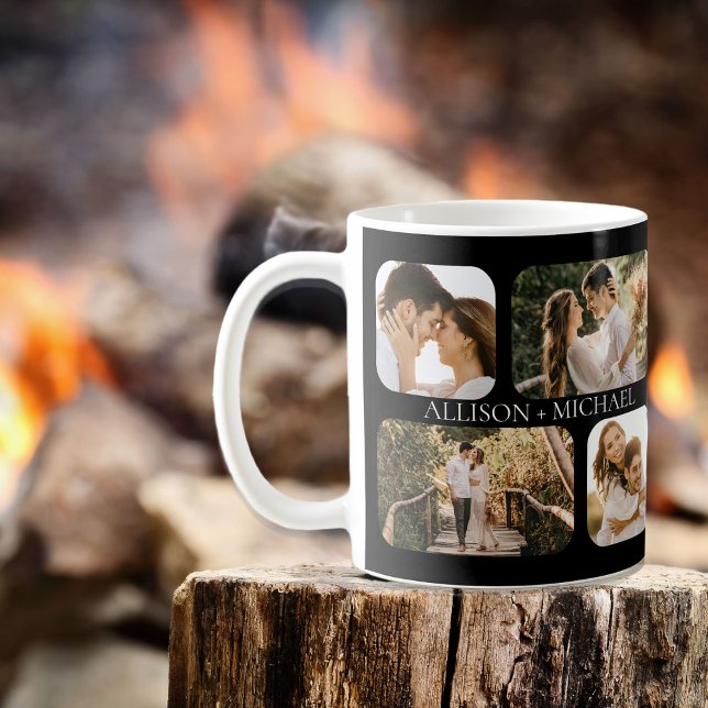 Caneca De Café Nomes de Casais de Fotografia de Borda Arredondada (Criador carregado)