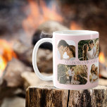 Caneca De Café Nomes de Casais de Fotografia de Borda Arredondada<br><div class="desc">Excelente para Dia de os namorados, casamentos, noivados ou comemorações cotidianas do amor com sua significativa outra, este design apresenta quatro fotos de ponta arredondada por lado (dois pequenos quadrados e dois retângulos) e os nomes dos casais no centro das quatro fotos repetidas em ambos os lados. Plano de fundo...</div>